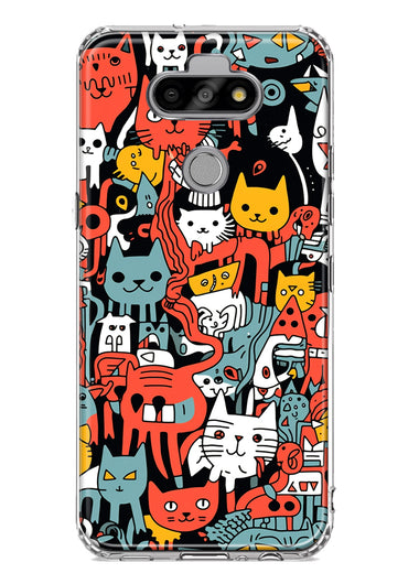 LG Aristo 5 Psychedelic Cute Cats Friends Pop Art Hybrid Protective Phone Case Cover
