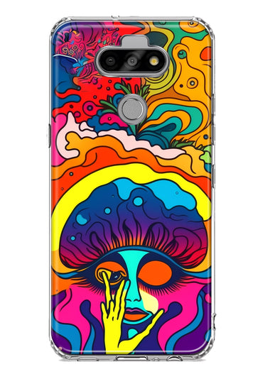 LG Aristo 5 Neon Rainbow Psychedelic Trippy Hippie Big Brain Hybrid Protective Phone Case Cover