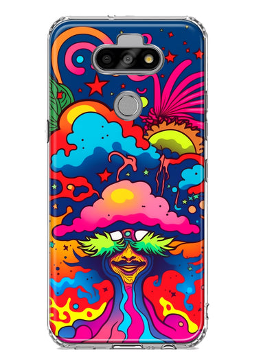 LG Aristo 5 Neon Rainbow Psychedelic Trippy Hippie Bomb Star Dream Hybrid Protective Phone Case Cover