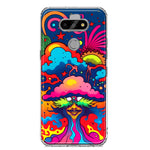 LG Aristo 5 Neon Rainbow Psychedelic Trippy Hippie Bomb Star Dream Hybrid Protective Phone Case Cover