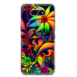 LG Aristo 5 Neon Rainbow Psychedelic Trippy Hippie Daisy Flowers Hybrid Protective Phone Case Cover