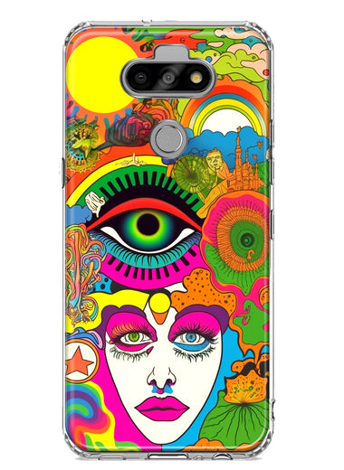 LG Aristo 5 Neon Rainbow Psychedelic Trippy Hippie DaydreamHybrid Protective Phone Case Cover