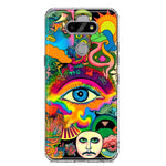 LG Aristo 5 Neon Rainbow Psychedelic Trippy Hippie Multiple Eyes Hybrid Protective Phone Case Cover