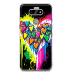 LG Aristo 5 Colorful Rainbow Hearts Love Graffiti Painting Hybrid Protective Phone Case Cover