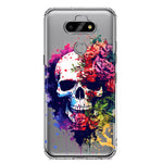 LG Aristo 5 Fantasy Skull Red Purple Roses Hybrid Protective Phone Case Cover