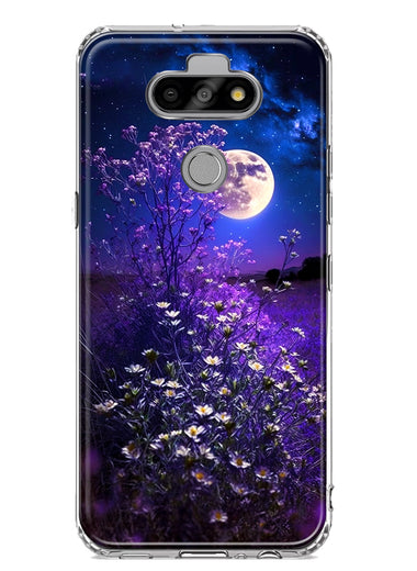 LG Aristo 5 Spring Moon Night Lavender Flowers Floral Hybrid Protective Phone Case Cover