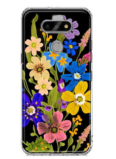 LG Aristo 5 Blue Yellow Vintage Spring Wild Flowers Floral Hybrid Protective Phone Case Cover
