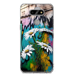 LG Aristo 5 White Daisies Graffiti Wall Art Painting Hybrid Protective Phone Case Cover