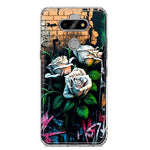 LG Aristo 5 White Roses Graffiti Wall Art Painting Hybrid Protective Phone Case Cover