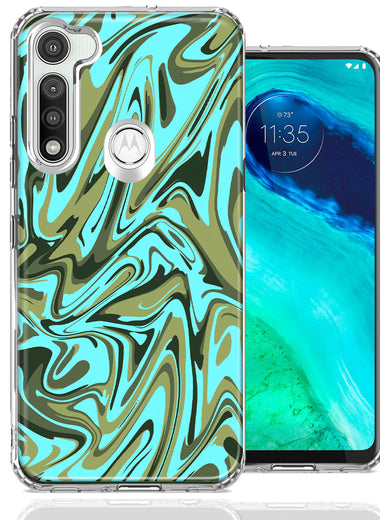 Motorola Moto G Fast Blue Green Abstract Design Double Layer Phone Case Cover