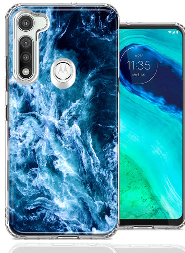 Motorola Moto G Fast Deep Blue Ocean Waves Design Double Layer Phone Case Cover