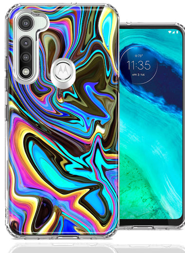 Motorola Moto G Fast Blue Paint Swirl Design Double Layer Phone Case Cover