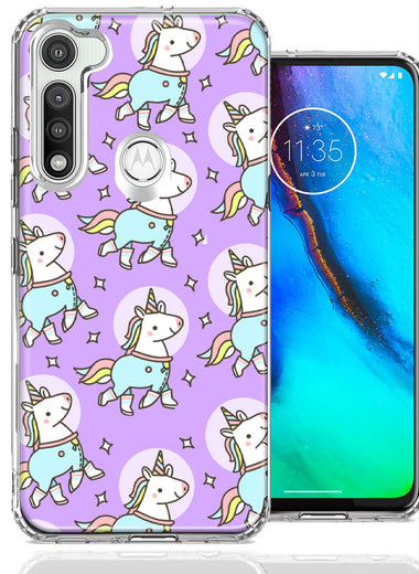 Motorola Moto G Fast Cute Unicorns Purple Design Double Layer Phone Case Cover