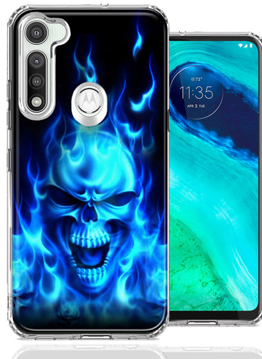 Motorola Moto G Fast Flaming Skull Design Double Layer Phone Case Cover