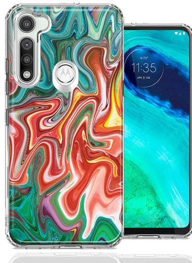 Motorola Moto G Fast Green Pink Abstract Design Double Layer Phone Case Cover