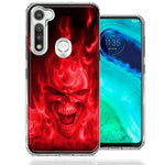 Motorola Moto G Fast Red Flaming Skull Design Double Layer Phone Case Cover
