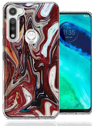 Motorola Moto G Fast Red White Abstract Design Double Layer Phone Case Cover