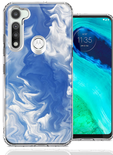 Motorola Moto G Fast Sky Blue Swirl Design Double Layer Phone Case Cover