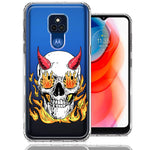 Motorola Moto G Play 2021 Flamming Devil Skull Design Double Layer Phone Case Cover