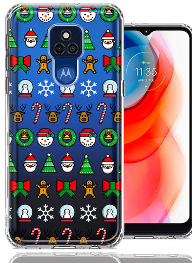 Motorola Moto G Play 2021 Classic Christmas Polka Dots Santa Snowman Reindeer Candy Cane Design Double Layer Phone Case Cover