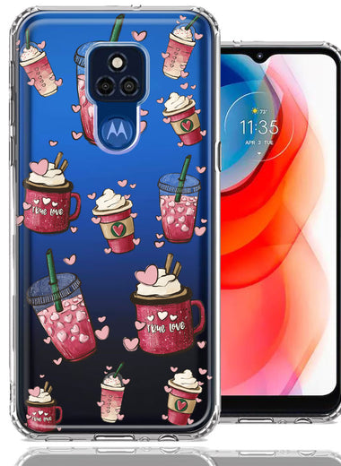 Motorola Moto G Play 2021 Coffee Lover Valentine's Hearts Pink Drink Latte Double Layer Phone Case Cover