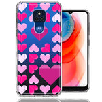 Motorola Moto G Play 2021 Pink Purple Origami Valentine's Day Polkadot Hearts Design Double Layer Phone Case Cover