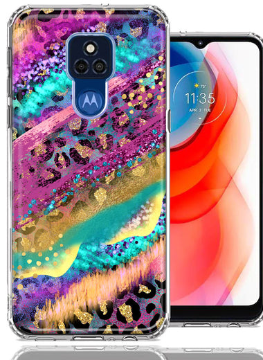 Motorola Moto G Play 2021 Leopard Paint Colorful Beautiful Abstract Milkyway Double Layer Phone Case Cover