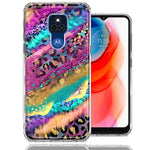 Motorola Moto G Play 2021 Leopard Paint Colorful Beautiful Abstract Milkyway Double Layer Phone Case Cover
