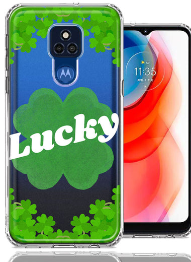 Motorola Moto G Play 2021 Lucky St Patrick's Day Shamrock Green Clovers Double Layer Phone Case Cover