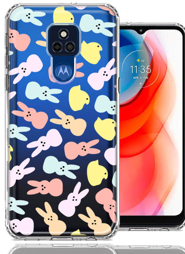 Motorola Moto G Play 2021 Pastel Easter Polkadots Bunny Chick Candies Double Layer Phone Case Cover