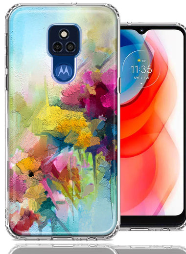 For Motorola Moto G Play 2021 Watercolor Flowers Abstract Spring Colorful Floral Painting Phone Case Cover