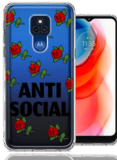 Motorola Moto G Play 2021 Anti Social Roses Design Double Layer Phone Case Cover