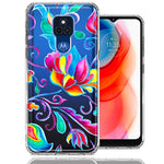 For Motorola Moto G Play 2021 Bright Colors Rainbow Water Lilly Floral Phone Case Cover