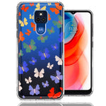 Motorola Moto G Play 2021 Colorful Butterflies Design Double Layer Phone Case Cover