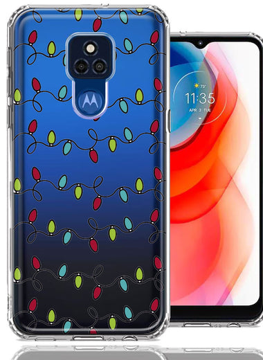 Motorola Moto G Play 2021 Vintage Christmas Lights Design Double Layer Phone Case Cover