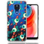 Motorola Moto G Play 2021 Halloween Creepy Tropical Eyeballs Design Double Layer Phone Case Cover