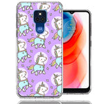 Motorola Moto G Play 2021 Cute Unicorns Purple Design Double Layer Phone Case Cover