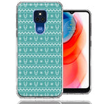 Motorola Moto G Play 2021 Teal Christmas Reindeer Pattern Design Double Layer Phone Case Cover
