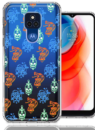Motorola Moto G Play 2021 Snakes Skulls Roses Design Double Layer Phone Case Cover