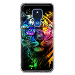 Motorola Moto G Play 2021 Neon Rainbow Swag Tiger Hybrid Protective Phone Case Cover