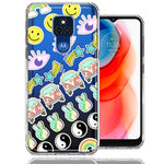 Motorola Moto G Play 2021 70's Yin Yang Hippie Happy Peace Stars Design Double Layer Phone Case Cover