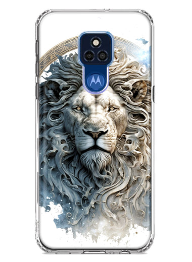 Motorola Moto G Play 2021 Abstract Lion Sculpture Hybrid Protective Phone Case Cover