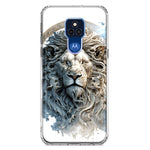 Motorola Moto G Play 2021 Abstract Lion Sculpture Hybrid Protective Phone Case Cover