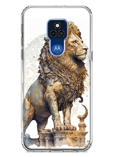 Motorola Moto G Play 2021 Ancient Lion Sculpture Hybrid Protective Phone Case Cover