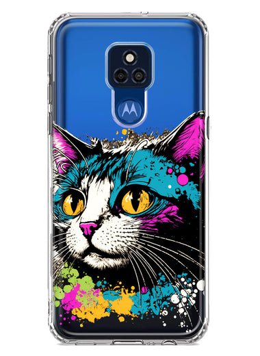 Motorola Moto G Play 2021 Cool Cat Oil Paint Pop Art Hybrid Protective Phone Case Cover