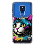 Motorola Moto G Play 2021 Cool Cat Oil Paint Pop Art Hybrid Protective Phone Case Cover