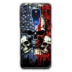 Motorola Moto G Play 2021 American USA Flag Skulls Blue Red Double Layer Phone Case Cover