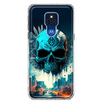 Motorola Moto G Play 2021 Blue Apocalypse Cyberpunk Skull Feather Double Layer Phone Case Cover