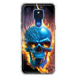 Motorola Moto G Play 2021 Blue Flaming Skull Burning Fire Double Layer Phone Case Cover