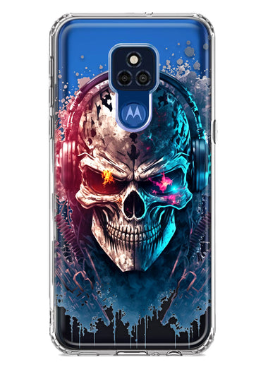 Motorola Moto G Play 2021 Cyberpunk Machine Headphones Skull Double Layer Phone Case Cover